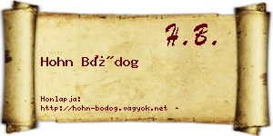 Hohn Bódog névjegykártya